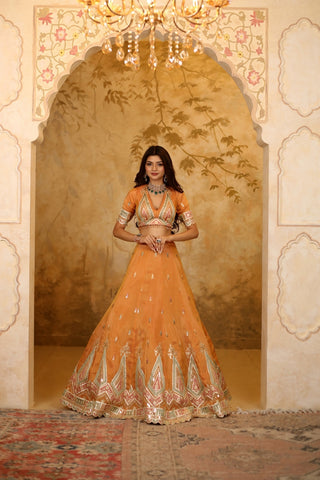 Saffron Gota Patti Lehenga