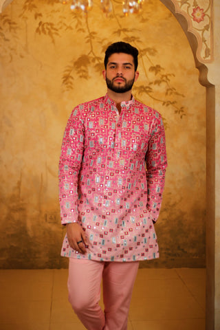 Pink Two-Tone Kurta Set