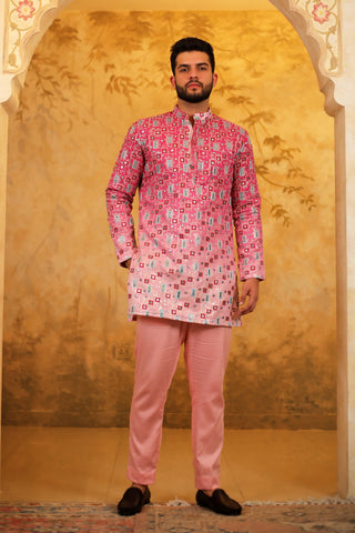 Pink Two-Tone Kurta Set