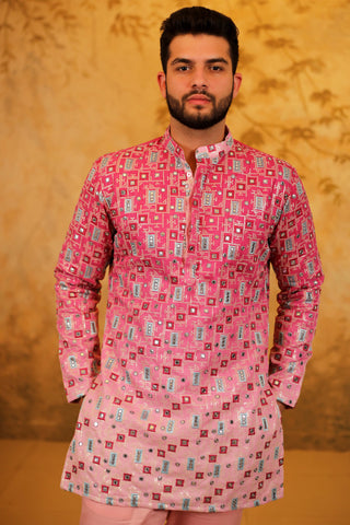 Pink Two-Tone Kurta Set