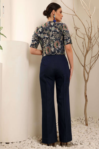 Classic Denim Embroidered Jacket Set