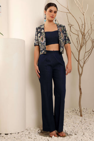 Classic Denim Embroidered Jacket Set