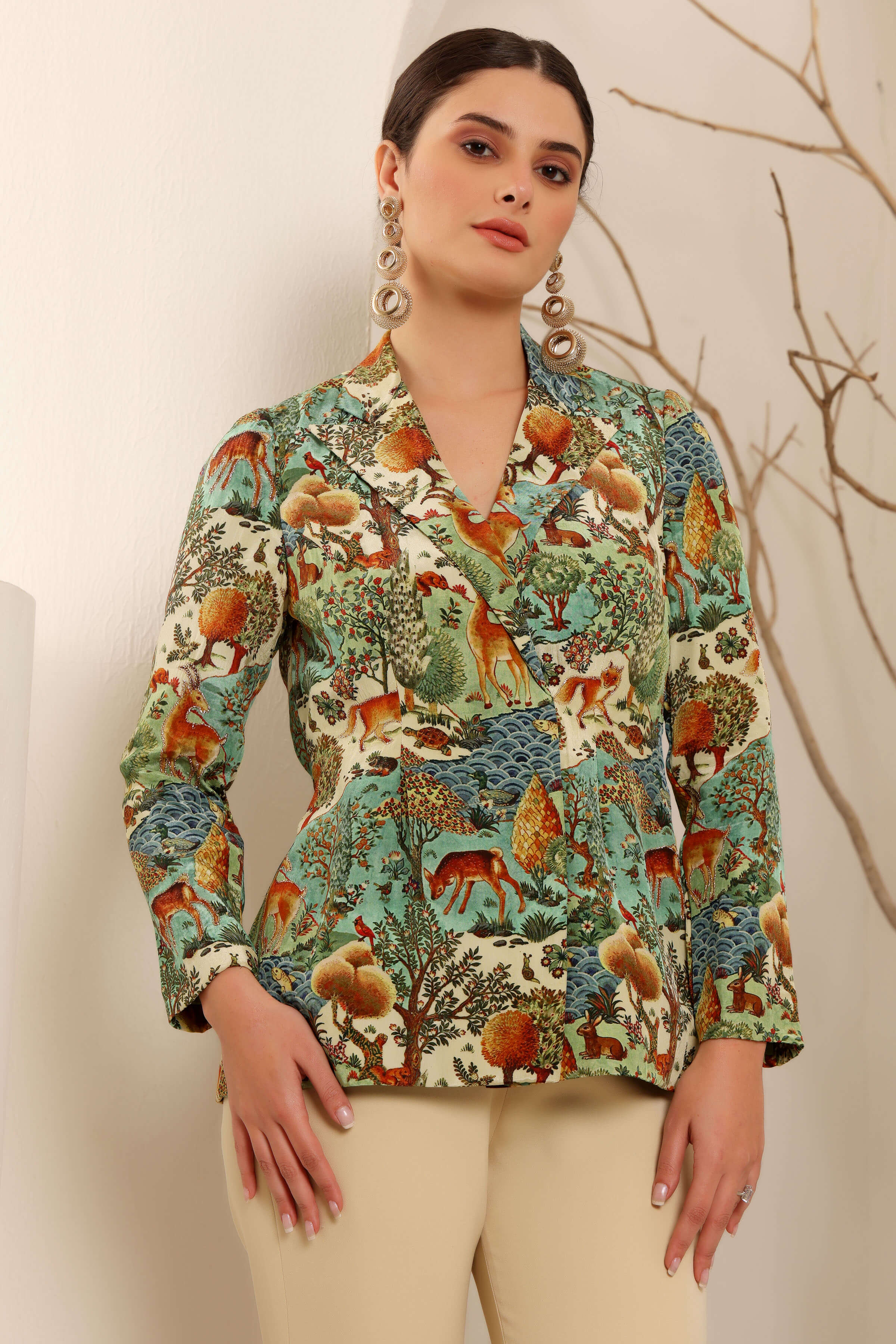 Deer Print Blazer Set